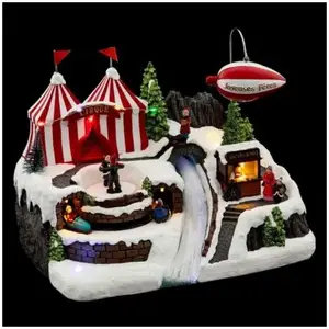 Comparateur de prix : FEERIC LIGHTS AND CHRISTMAS Village de Noël chapiteau et dirigeable lumineux - Multicolore