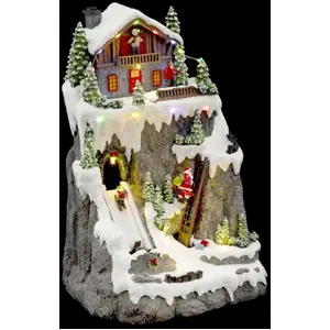 Village de Noël Père-Noël et chalet à la montagne lumineux - Multicolo... pas cher
