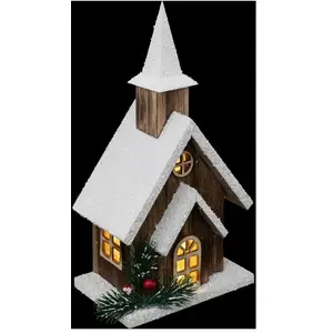 FEERIC LIGHTS & CHRISTMAS Église Lumineuse Déco "LED" 27cm Marron pas cher