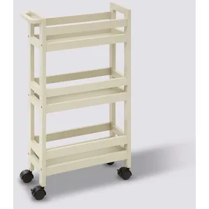 Comparateur de prix : FIVE Desserte roulante 3 niveaux Beige Lin H 75 cm idéale pour les petits espaces