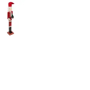 Grand Casse-Noisette Père Noël Rouge et Blanc en Bois H 106 cm pas cher