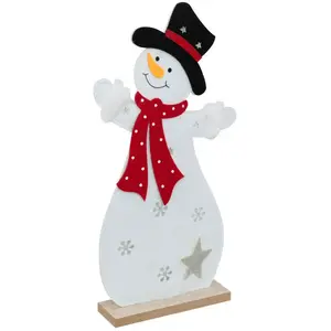 Comparateur de prix : ATMOSPHERA Bonhomme de Neige Feutrine "LED" 37cm Blanc