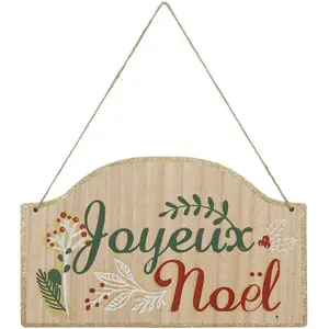 FEERIC LIGHTS & CHRISTMAS Pancarte Déco "Joyeux Noël" 33cm Marron pas cher