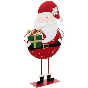 ATMOSPHERA Grand Père Noël en métal avec paquet cadeau h 65 cm - Feeric Christmas pas cher
