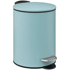 Five - Poubelle de salle de bain en métal Bleu artic Soft Close 3 L