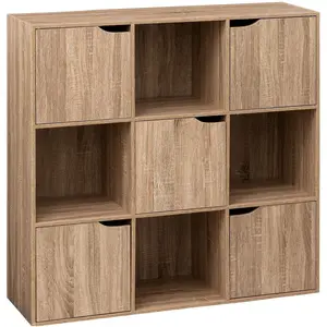 Comparateur de prix : Etagère 9 cases en bois naturel avec 5 portes Mix de la marque 5Five