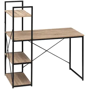 Comparateur de prix : 5Five Meuble Bureau avec étagères Effet chêne naturel et Métal noir H 120 cm