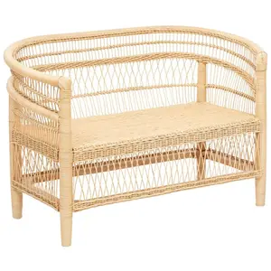 Comparateur de prix : ATMOSPHERA Banquette 2 places en Rotin et Bois d'Acajou L 125 x H 82 cm
