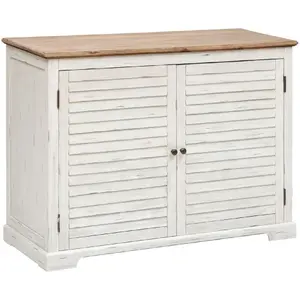 Comparateur de prix : ATMOSPHERA 3S. x Home Buffet 2 portes Olbia en métal & acacia 110x45cm blanc
