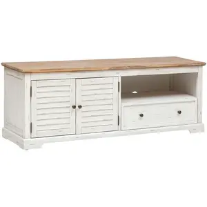 Comparateur de prix : Atmosphera Meuble TV 2 Portes & 1 Tiroir "Olbia" 140cm Blanc