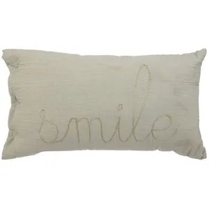 Comparateur de prix : Atmosphera - Coussin rectangulaire Lili en Gaze de Coton 50x30cm Blanc
