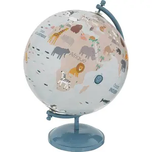 Globe en métal D20cm bleu - Bleu - Atmosphera createur d'interieur pas cher