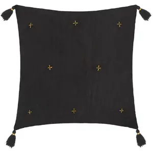 ATMOSPHERA Créateur d'intérieur - Coussin Déco à Pompons Millo 40x40cm Gris Foncé