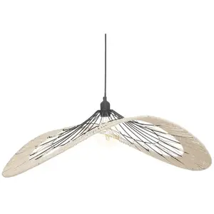 Comparateur de prix : Suspension industrielle Atmosphera - Métal noir et corde beige - L 75 cm