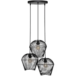Atmosphera Créateur d'intérieur - Lampe Suspension 3 Têtes Jena 26cm Noir pas cher