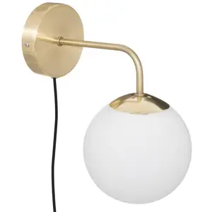 Comparateur de prix : ATMOSPHERA 3S. x Home Applique murale Dris, verre et métal, blanc et doré, D15 cm