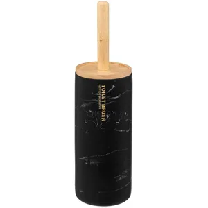 Five Simply Smart - Brosse WC Effet marbre Plastique Noir 10,5 x 38 cm