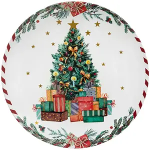 Atmosphera - Assiette de présentation marché de noël d33cm motif sapin de noël pas cher