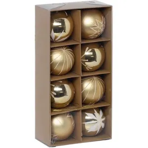 Feeric lights & Christmas Déco de sapin Lot de 8 Boules de Noël D 8 cm - Doré et Blanc pas cher