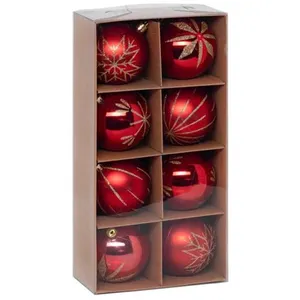 Comparateur de prix : FÉÉRIC LIGHTS AND CHRISTMAS Déco de sapin Lot de 8 Boules de Noël D 8 cm - Rouge et Doré