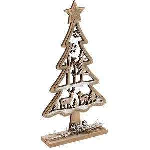ATMOSPHERA Sapin Déco en Bois "Rennes" 29cm Marron