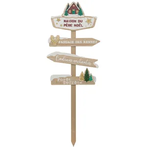 FEERIC LIGHTS & CHRISTMAS Pancarte Maison du Père noël en Bois H 120 cm pas cher