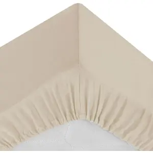 Atmosphera - Drap-Housse - Percale - Beige Lin - 160x200 cm