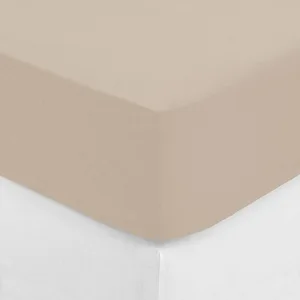 ATMOSPHERA Créateur d'intérieur - Drap Housse 1 Personne Percale 90x190cm Beige Lin pas cher