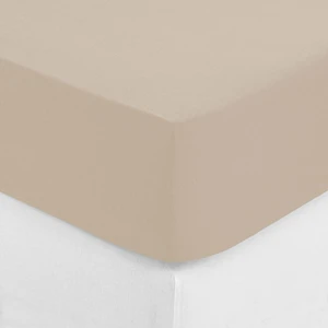 Atmosphera - Drap-housse - percale - beige lin - 140x190 cm