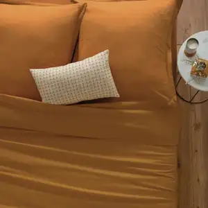 Atmosphera - Housse de couette en coton jaune cumin 140x200 cm