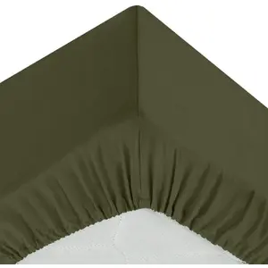 Atmosphera Créateur d'intérieur - Drap Housse Intérieur 160x200cm Kaki pas cher