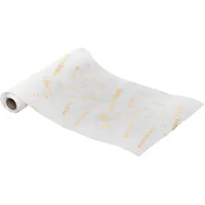 FEERIC LIGHTS & CHRISTMAS Chemin de table Tissu Blanc avec Joyeux Noël multi langue imprimé doré 28 x 500 cmVendu paramazon