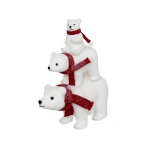 Comparateur de prix : Déco de Noël Pyramide 3 Ours Blanc pailleté avec écharpe Rouge L 36 x ...