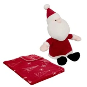 Paris Prix Plaid Imprimé & Peluche "Père Noël" 75x90cm Rouge pas cher