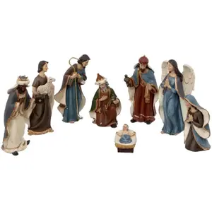 Set de 8 santons en résine - Multicolore - Décorations de Noël pas cher