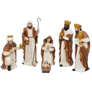 Déco de Crèche de Noël Set de 6 Santons en résine H 33 cm