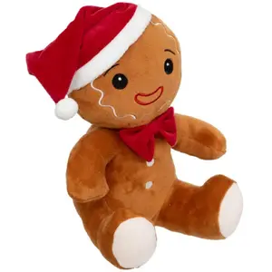 Comparateur de prix : Déco de Noël Peluche Pain d'épice avec Bonnet de Père Noël H 25 cm