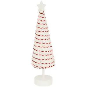 Déco de Noël lumineuse Sapin Rouge et Blanc 20 LED H 38 cm pas cher