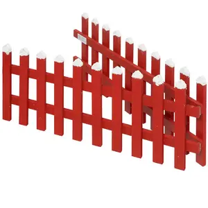 Comparateur de prix : FEERIC LIGHTS & CHRISTMAS Déco de Noël Clôture en bois Rouge finition enneigé L 90 x H 20 cm