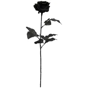 FEERIC LIGHTS & CHRISTMAS Branche décorative spéciale fêtes Rose Noire pailletée dorée H 62 cm pas cher