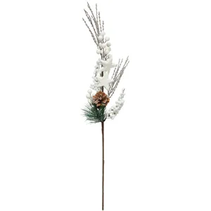 FEERIC LIGHTS & CHRISTMAS Branche décorative spéciale fêtes Nature et Blanc enneigé H 75 cm pas cher