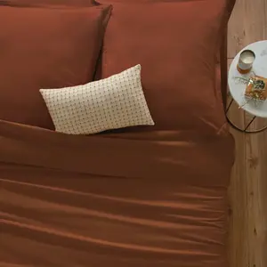 ATMOSPHERA 3S. x Home Housse de couette en coton rose terracotta pas cher