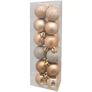 Feeric Light & Christmas Déco de sapin Lot de 18 Boules de Noël D 3 cm - Beige Nude pas cher
