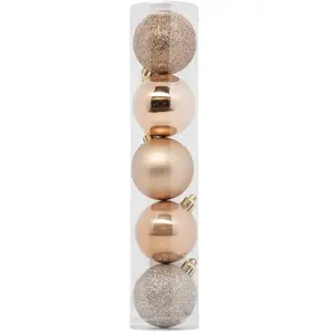 Feeric Light & Christmas Déco de sapin Lot de 5 Boules de Noël D 5 cm - Beige Nude