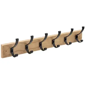 FIVE Simply Smart - Patère Murale en Bois 6 Crochets 58cm Naturel pas cher