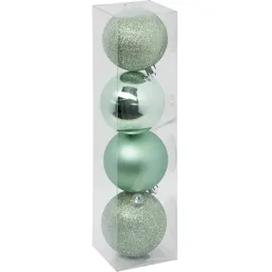 Comparateur de prix : Feeric Light & Christmas Déco de sapin Lot de 4 Boules de Noël D 8 cm - Vert amande