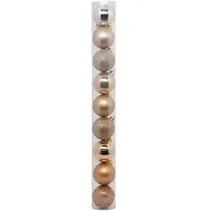 Feeric Light & Christmas Déco de sapin Lot de 9 Boules de Noël D 6 cm - Beige Nude pas cher