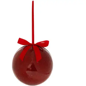 Déco Sapin Boule de Noël XL D 15 cm Rouge pailleté - Feeric Christmas