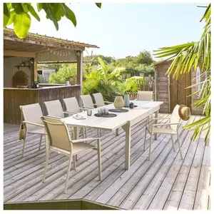 HESPERIDE Table rectangulaire extensible Piazza 12 p. argile Hespéride - Argile pas cher