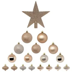 FÉÉRIC LIGHTS AND CHRISTMAS Déco de sapin de Noël Kit de 18 pièces Boules et Cimier - Beige Nude pas cher